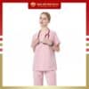 BỘ SCRUBS CỔ TIM MÀU HỒNG CAO CẤP