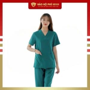 Bộ Scrubs Cổ Tim Màu Cổ Vịt Cao Cấp